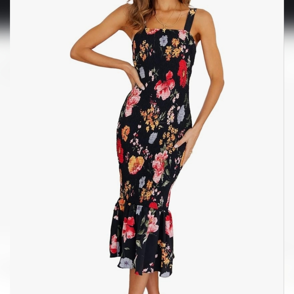 Hello Molly Black Floral Midi Dress